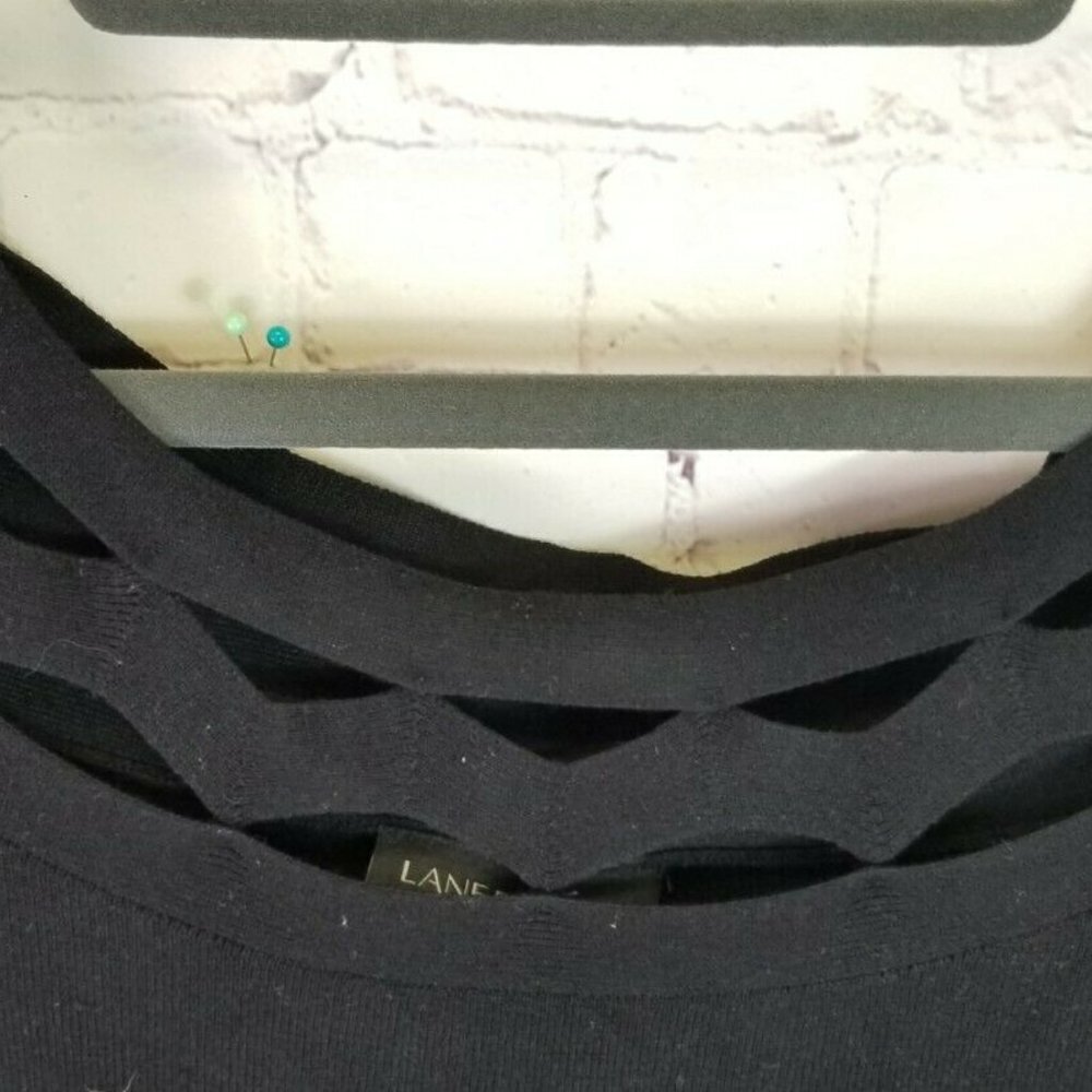 Lane Bryant size 26/28 Knit Black Long Sleeve Pull Over Long Sleeve SWEATER Top - Picture 4 of 7
